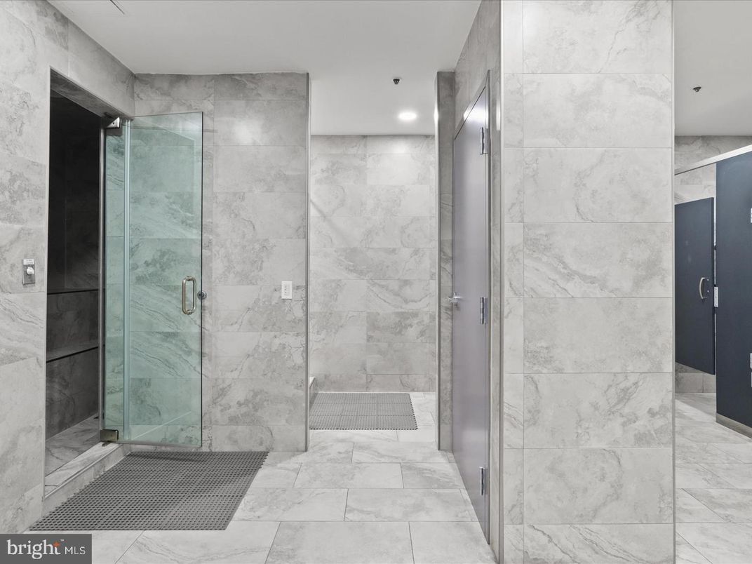Bathroom, Glass Shower, Interior, Marble Walls, Recessed Lighting
