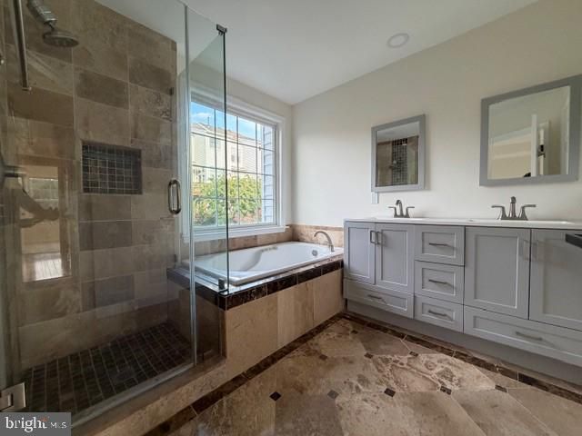 Bathroom, Dual Sink Vanities, Glass Shower, Interior, Recessed Lighting
