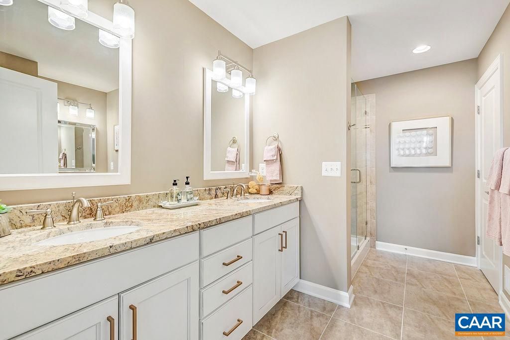 Bathroom, Dual Sink Vanities, Glass Shower, Interior, Recessed Lighting
