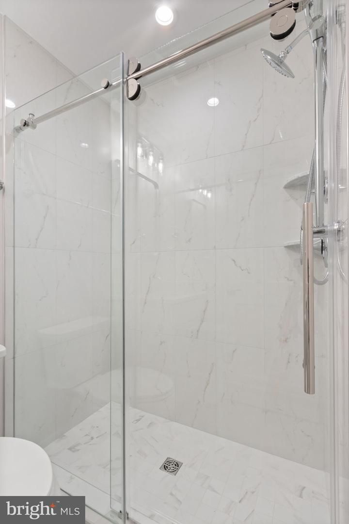 Bathroom, Glass Shower, Interior, Marble Walls, Recessed Lighting
