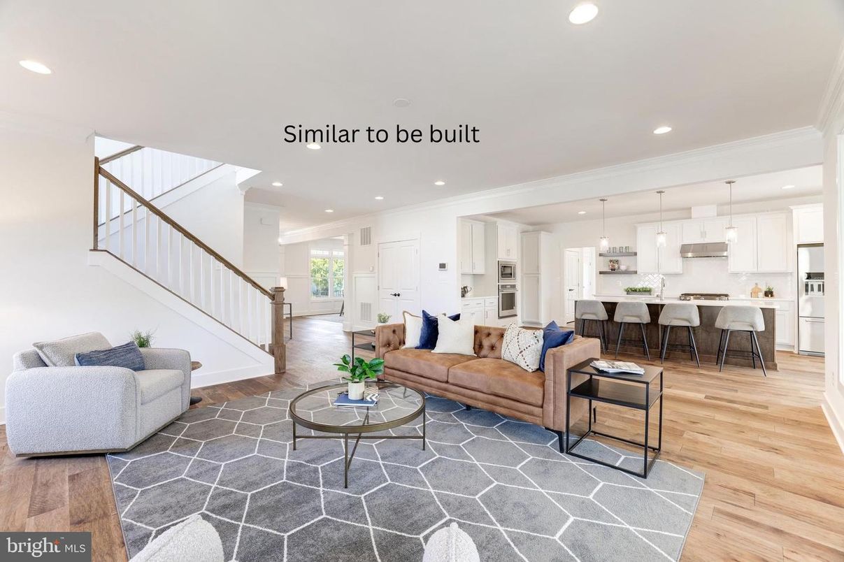 Dining room, Interior, Kitchen, Living room, Pendant Lights, Recessed Lighting, Stainless Steel Appliances, Wood Texture Flooring