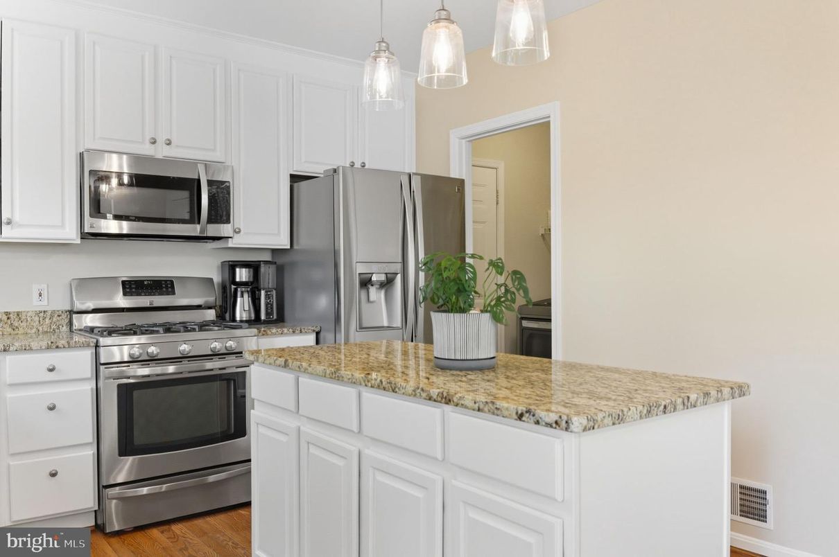 Interior, Kitchen, Pendant Lights, Stainless Steel Appliances, Wood Texture Flooring
