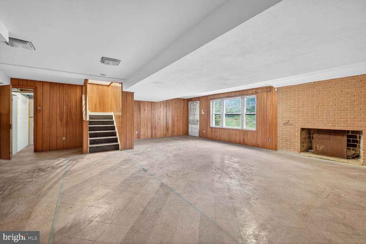 Empty room, Fireplace, Interior, Stone Walls, Wooden Walls