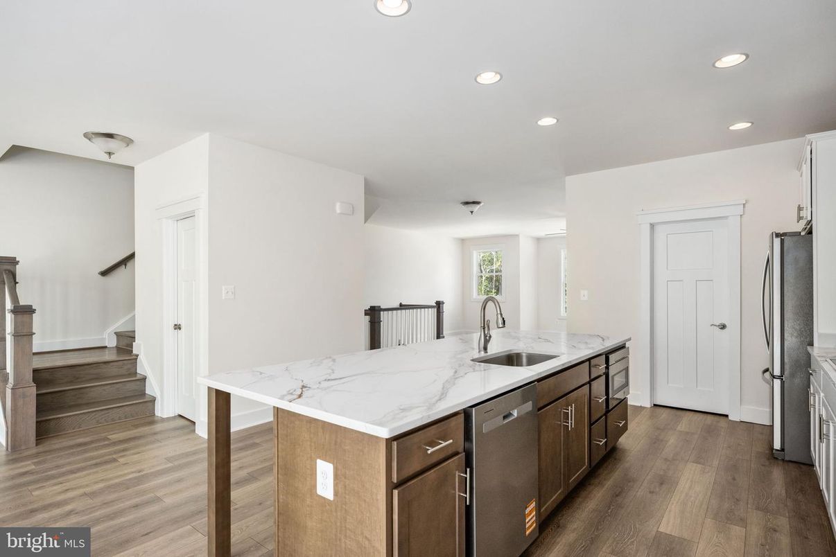 Interior, Kitchen, Recessed Lighting, Wood Texture Flooring