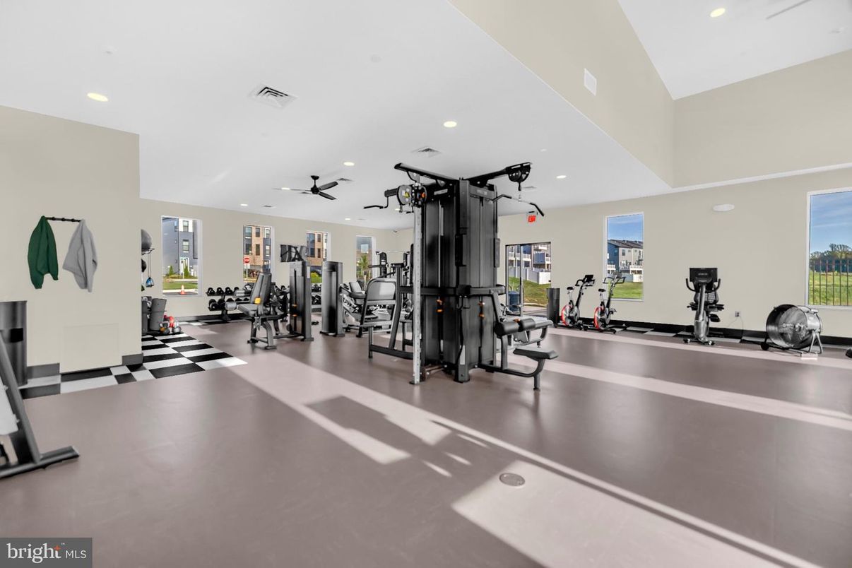 Fitness Equipment, Gym, Interior, Recessed Lighting