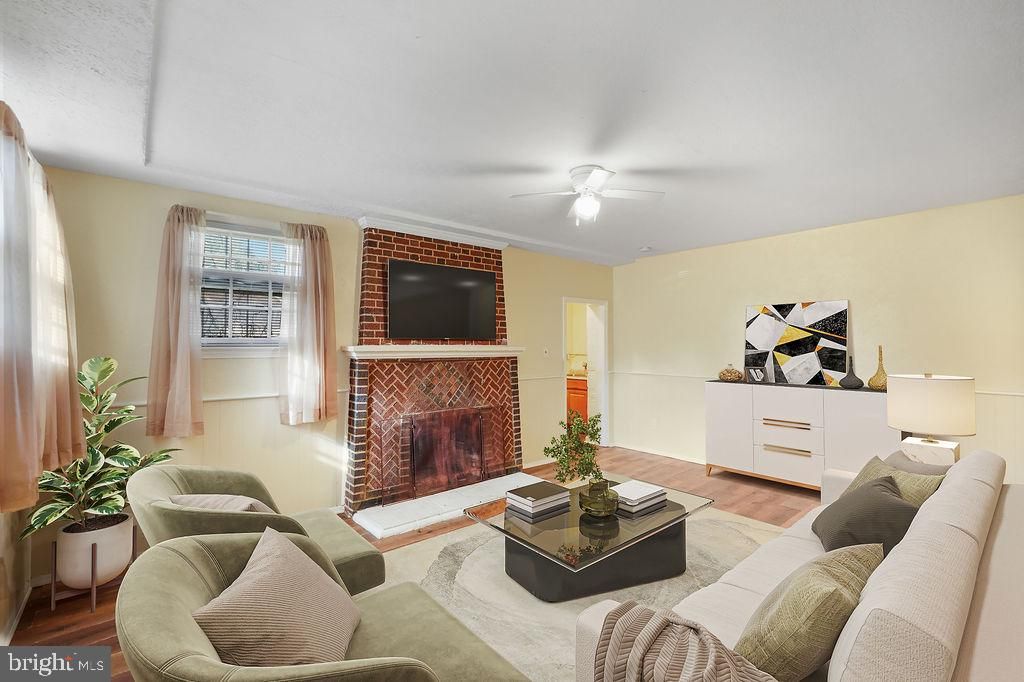 Fireplace, Interior, Living room, Stone Walls, Wood Texture Flooring