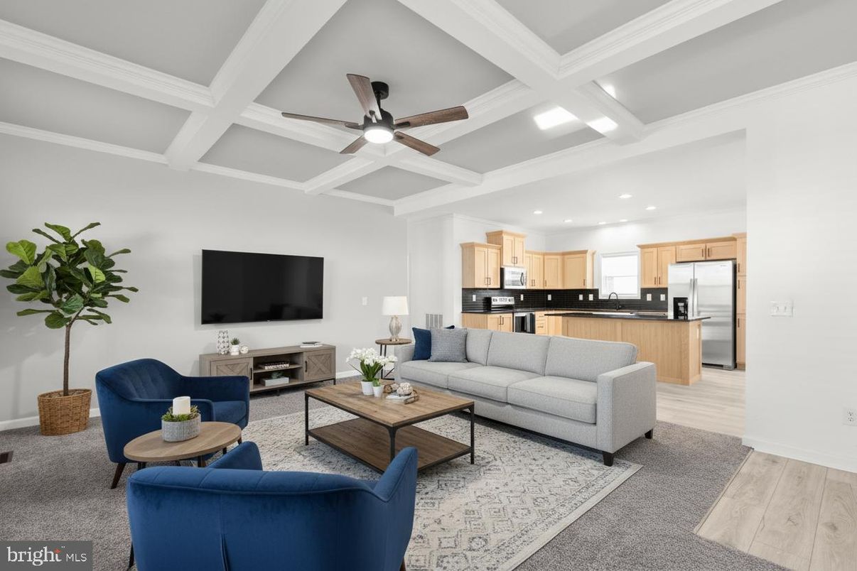 Interior, Kitchen, Living room, Recessed Lighting, Stainless Steel Appliances, Wood Texture Flooring