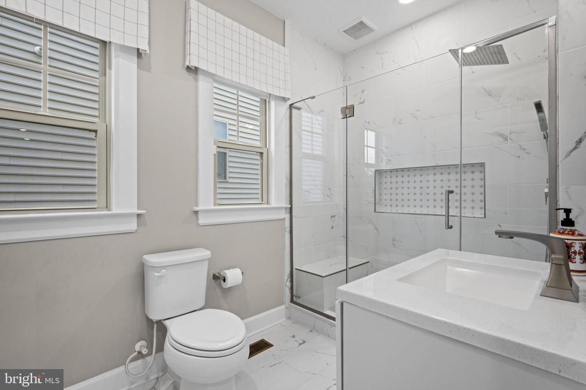 Bathroom, Glass Shower, Interior, Marble, Marble Walls, Recessed Lighting