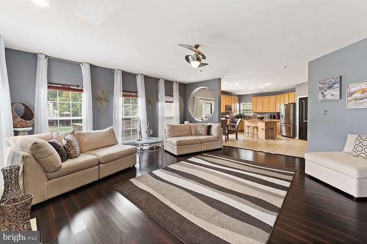 Interior, Kitchen, Living room, Recessed Lighting, Stainless Steel Appliances, Wood Texture Flooring