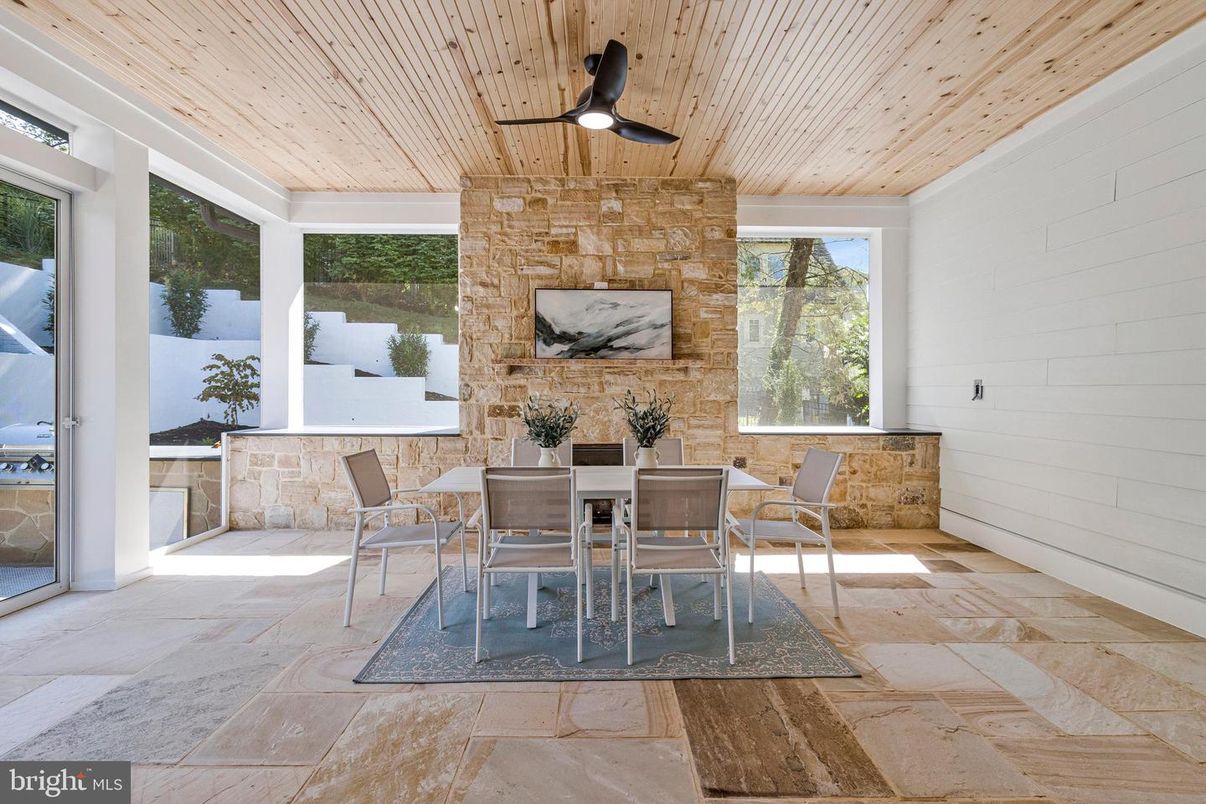 Dining room, Interior, Stone Walls, Wooden Ceilings