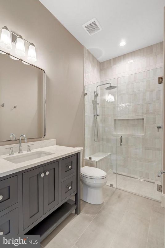 Bathroom, Glass Shower, Interior, Recessed Lighting