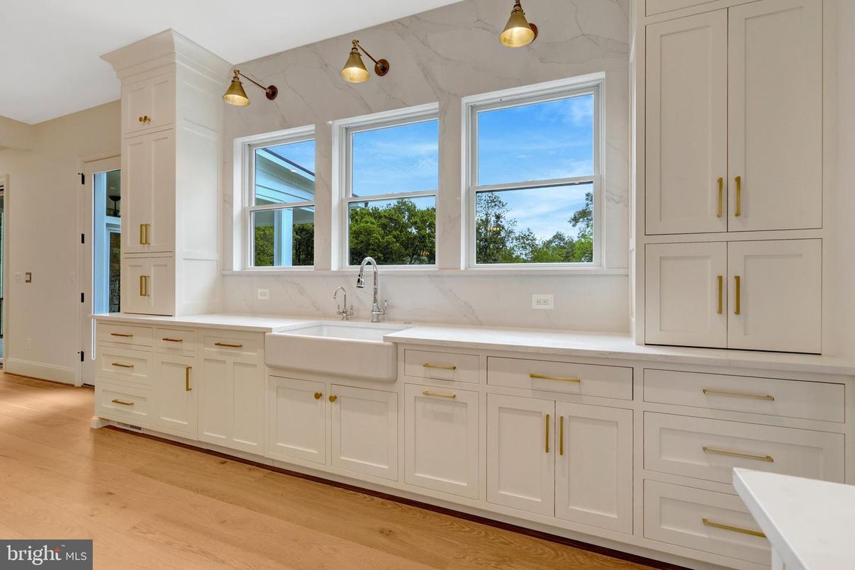 Interior, Kitchen, Marble Walls, Wood Texture Flooring