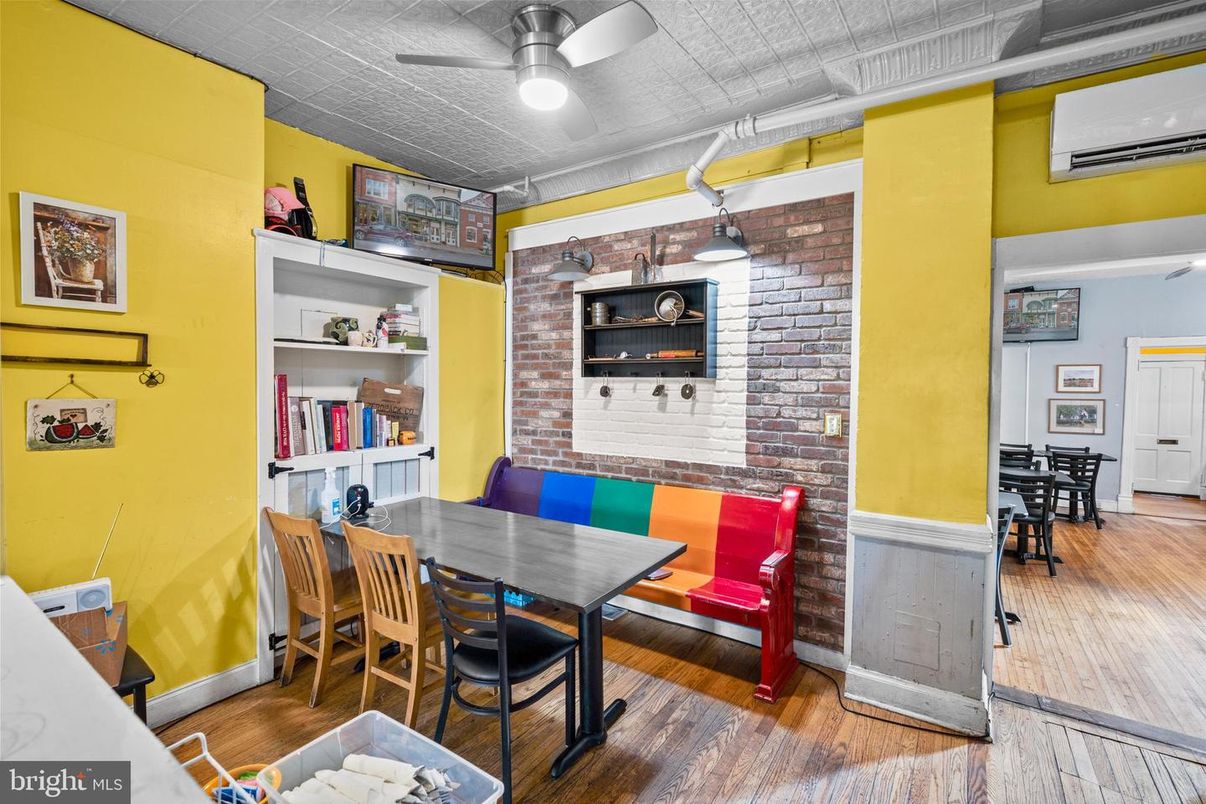 Dining room, Interior, Stone Walls, Wood Texture Flooring