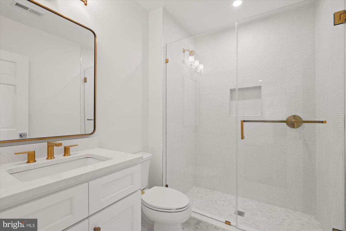 Bathroom, Glass Shower, Interior, Recessed Lighting
