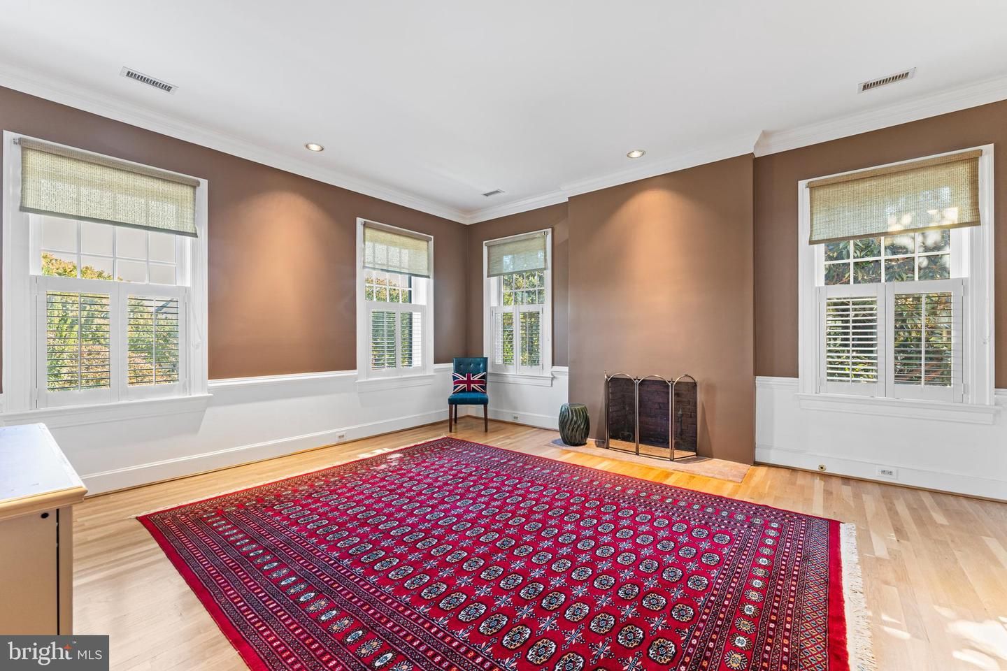 Empty room, Fireplace, Interior, Recessed Lighting, Wood Texture Flooring