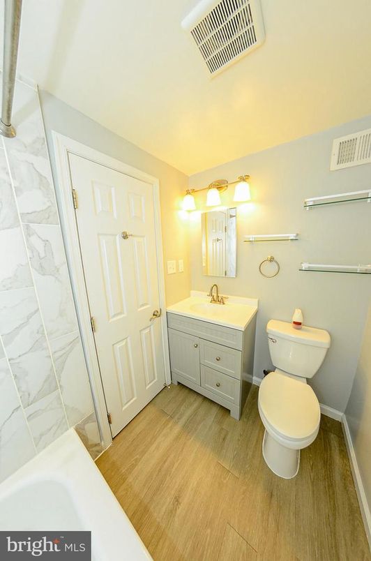 Bathroom, Interior, Marble Walls, Wood Texture Flooring