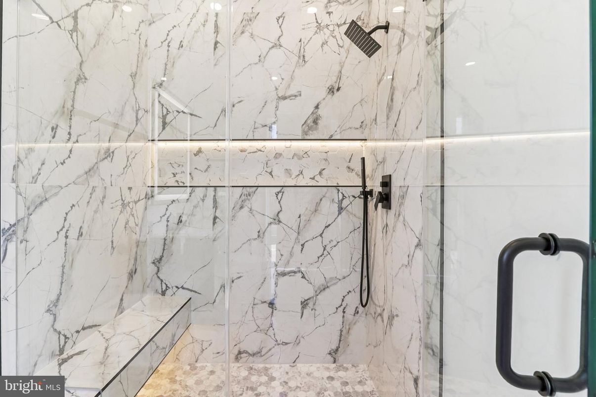 Bathroom, Glass Shower, Interior, Marble Walls