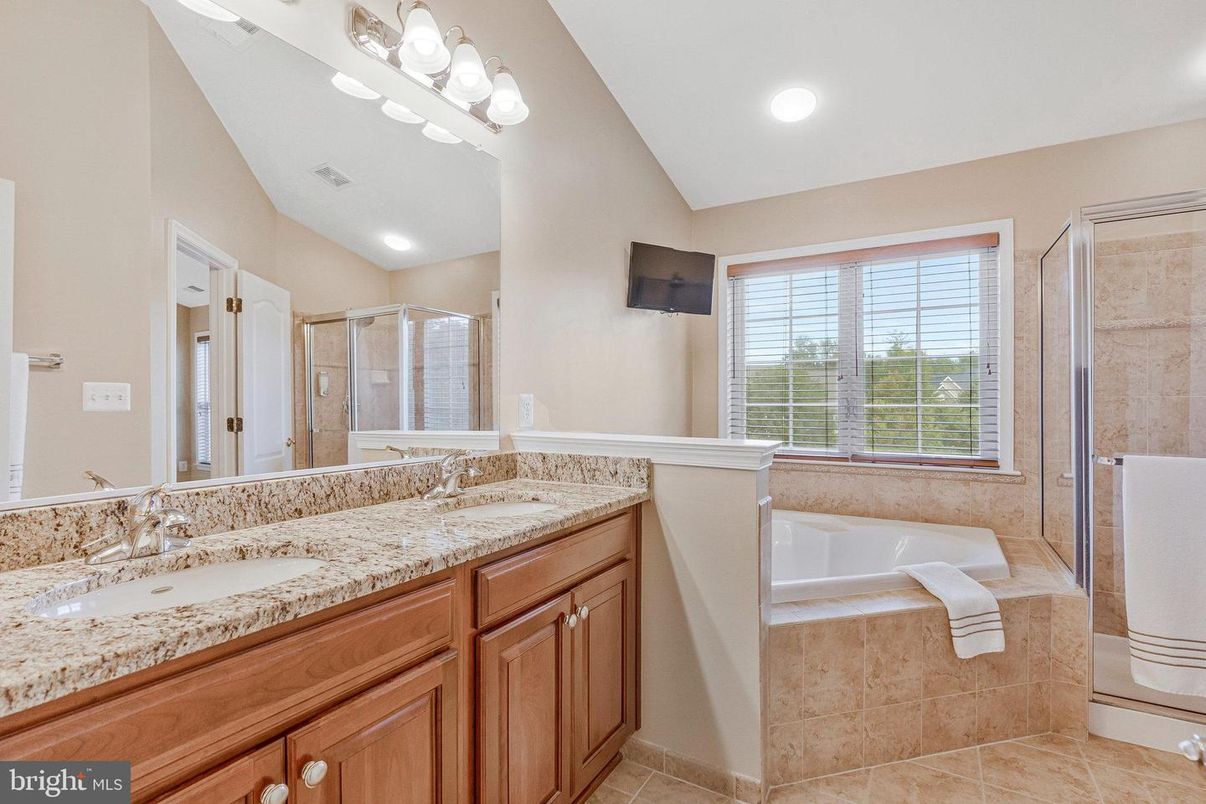 Bathroom, Dual Sink Vanities, Glass Shower, Interior, Recessed Lighting