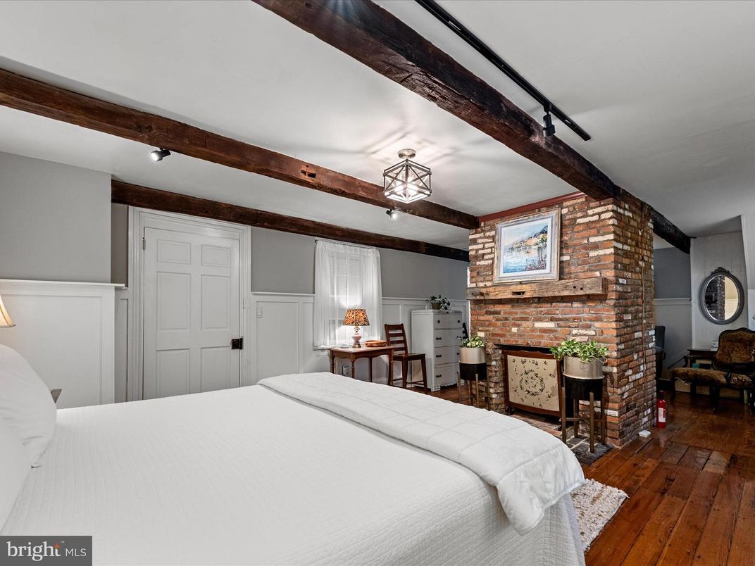 Bedroom, Interior, Stone Walls, Wood Texture Flooring