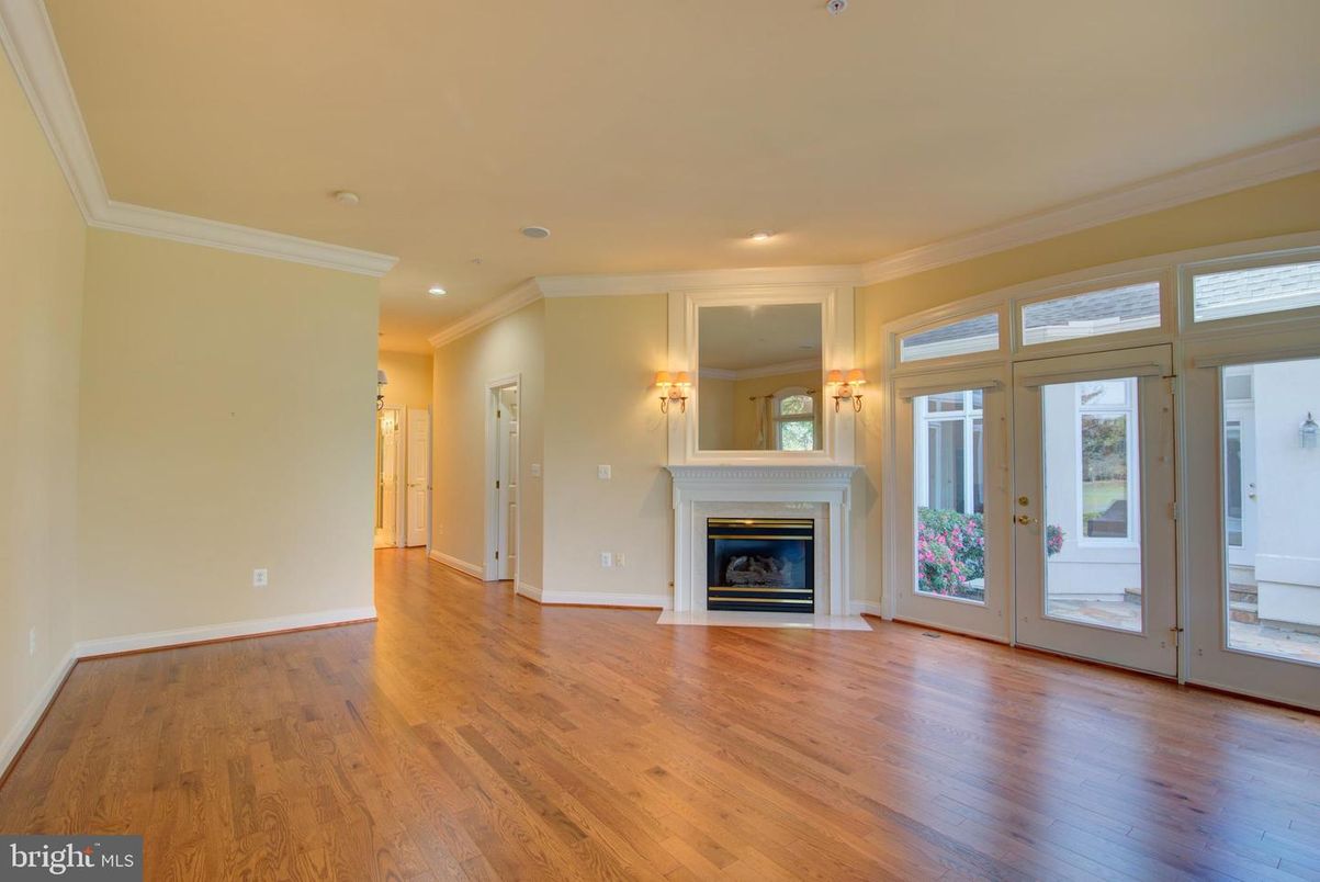 Empty room, Fireplace, Interior, Recessed Lighting, Wood Texture Flooring