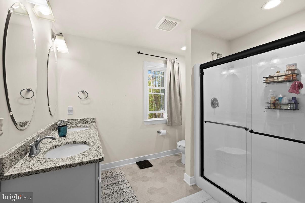 Bathroom, Dual Sink Vanities, Glass Shower, Interior, Recessed Lighting