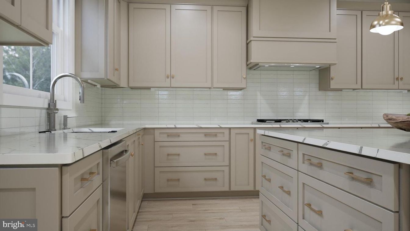 Interior, Kitchen, Pendant Lights, Wood Texture Flooring