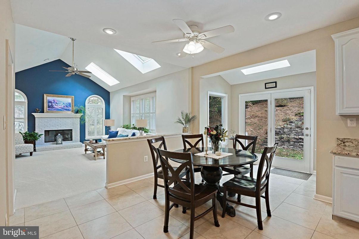 Dining room, Fireplace, Interior, Living room, Recessed Lighting