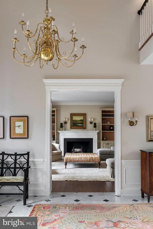 Chandelier, Fireplace, Interior, Wood Texture Flooring