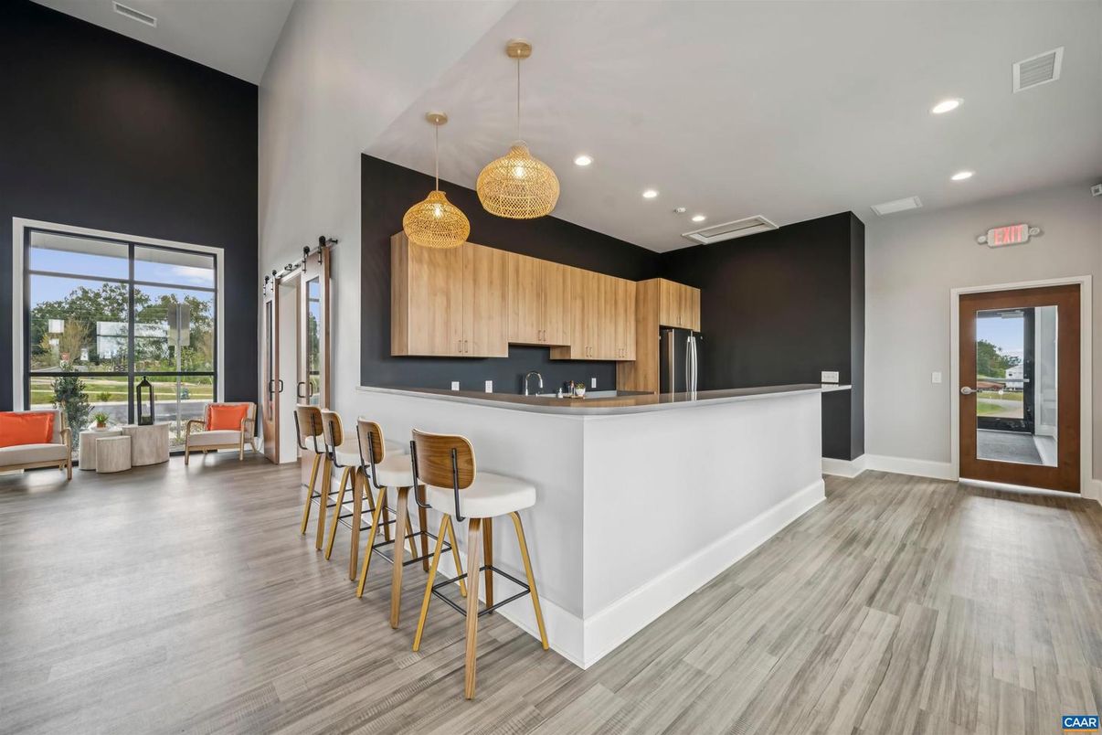 Interior, Kitchen, Pendant Lights, Recessed Lighting, Wood Texture Flooring