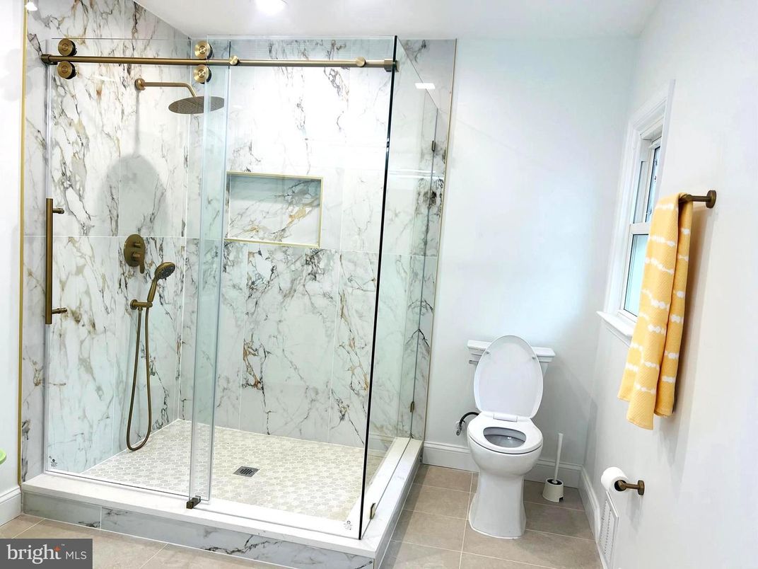 Bathroom, Glass Shower, Interior, Marble Walls, Recessed Lighting