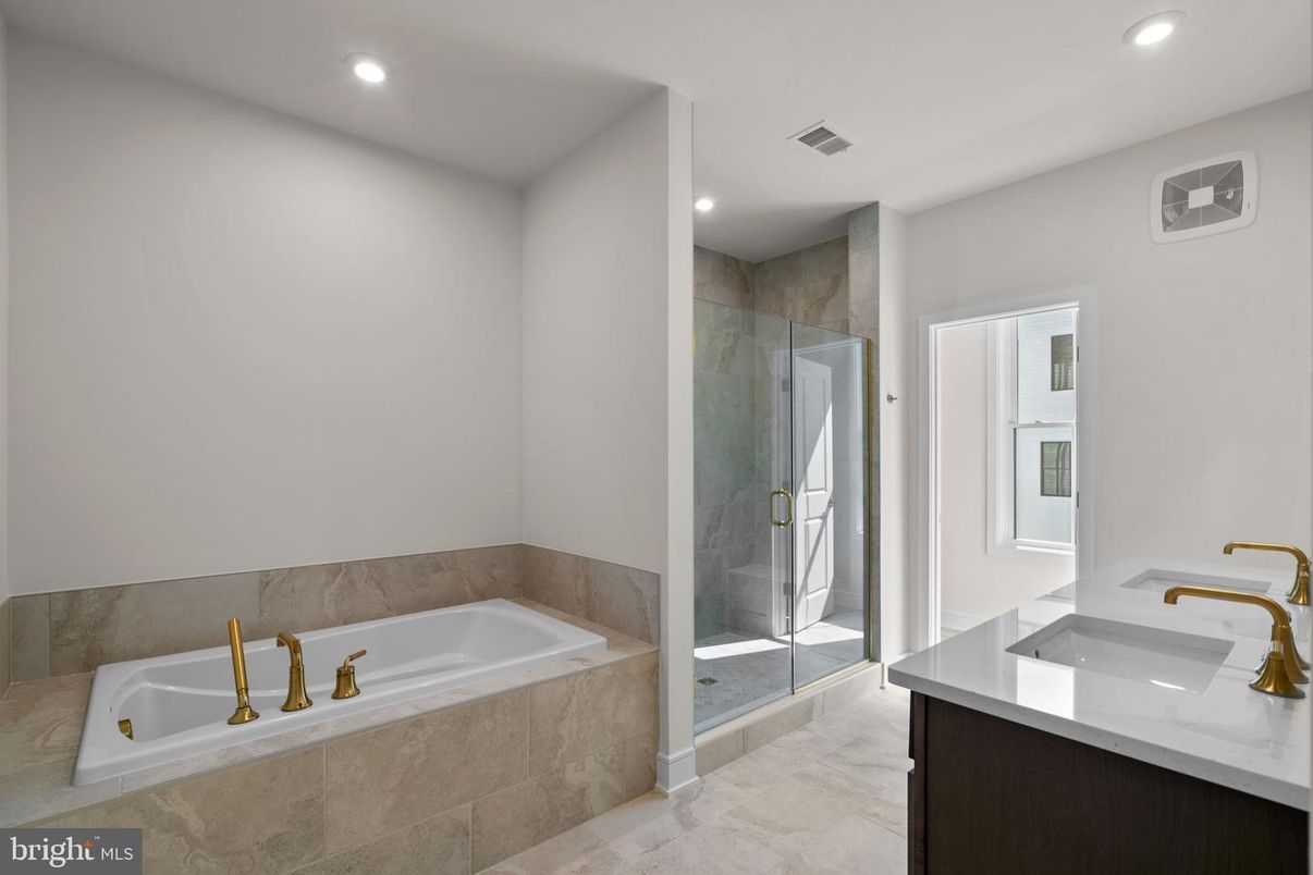 Bathroom, Dual Sink Vanities, Glass Shower, Interior, Recessed Lighting