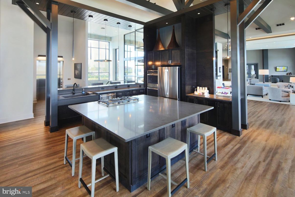 Interior, Kitchen, Living room, Pendant Lights, Recessed Lighting, Stainless Steel Appliances, Wood Texture Flooring