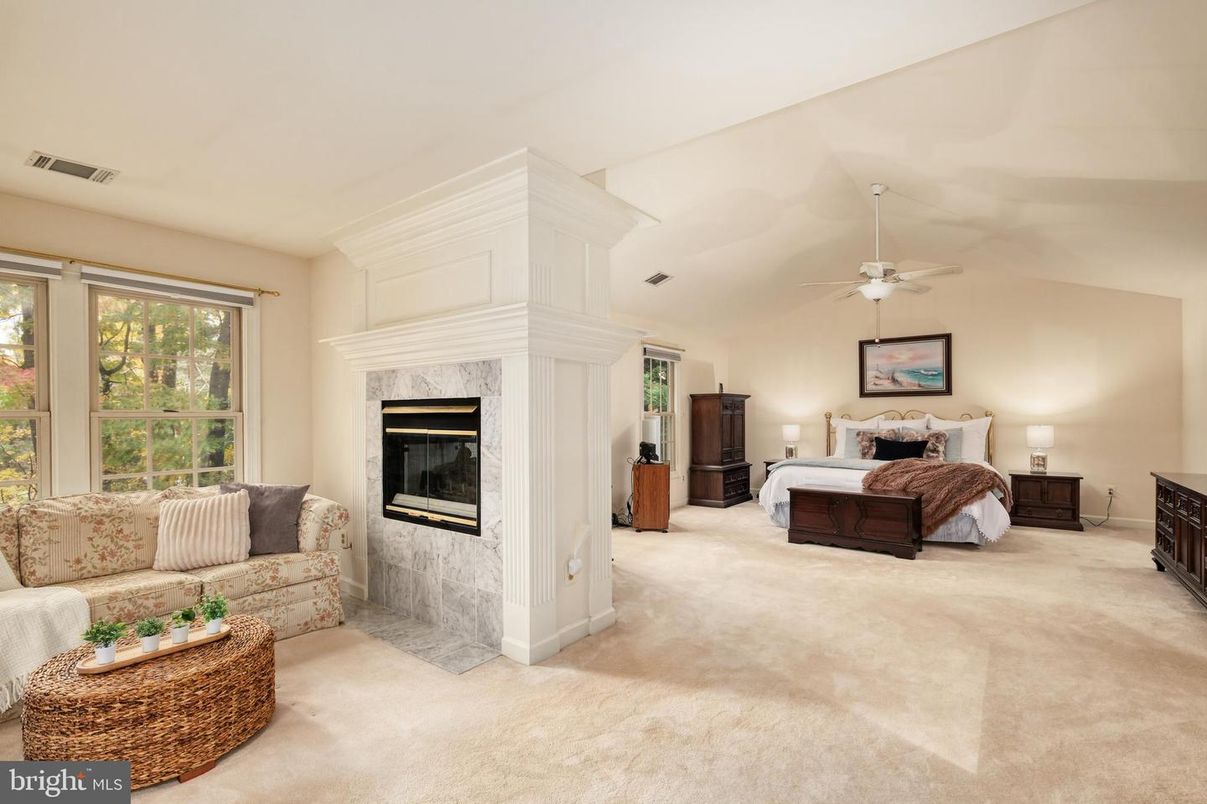 Bedroom, Fireplace, Interior