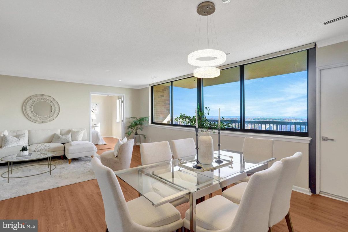 Dining room, Interior, Living room, Pendant Lights, Water, Wood Texture Flooring