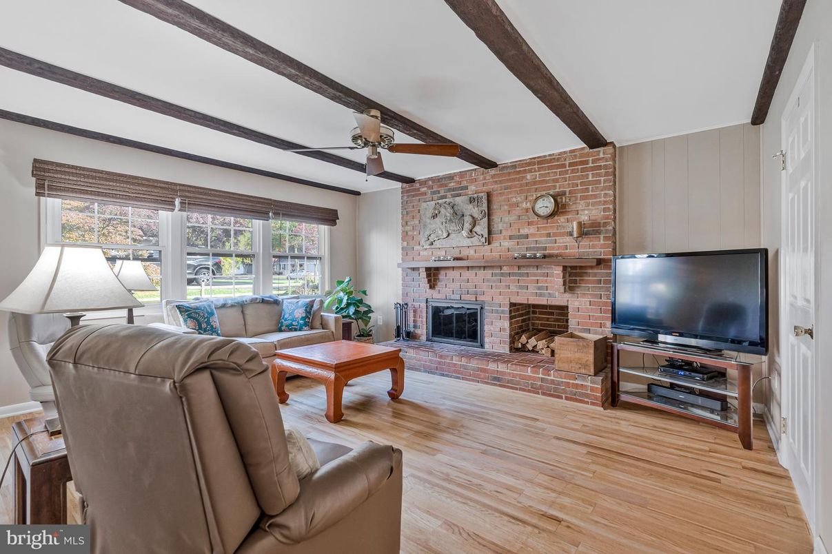 Fireplace, Interior, Living room, Stone Walls, Wooden Beams, Wood Texture Flooring