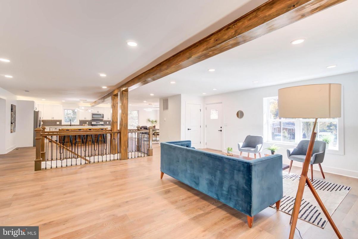 Interior, Kitchen, Recessed Lighting, Wooden Beams, Wood Texture Flooring