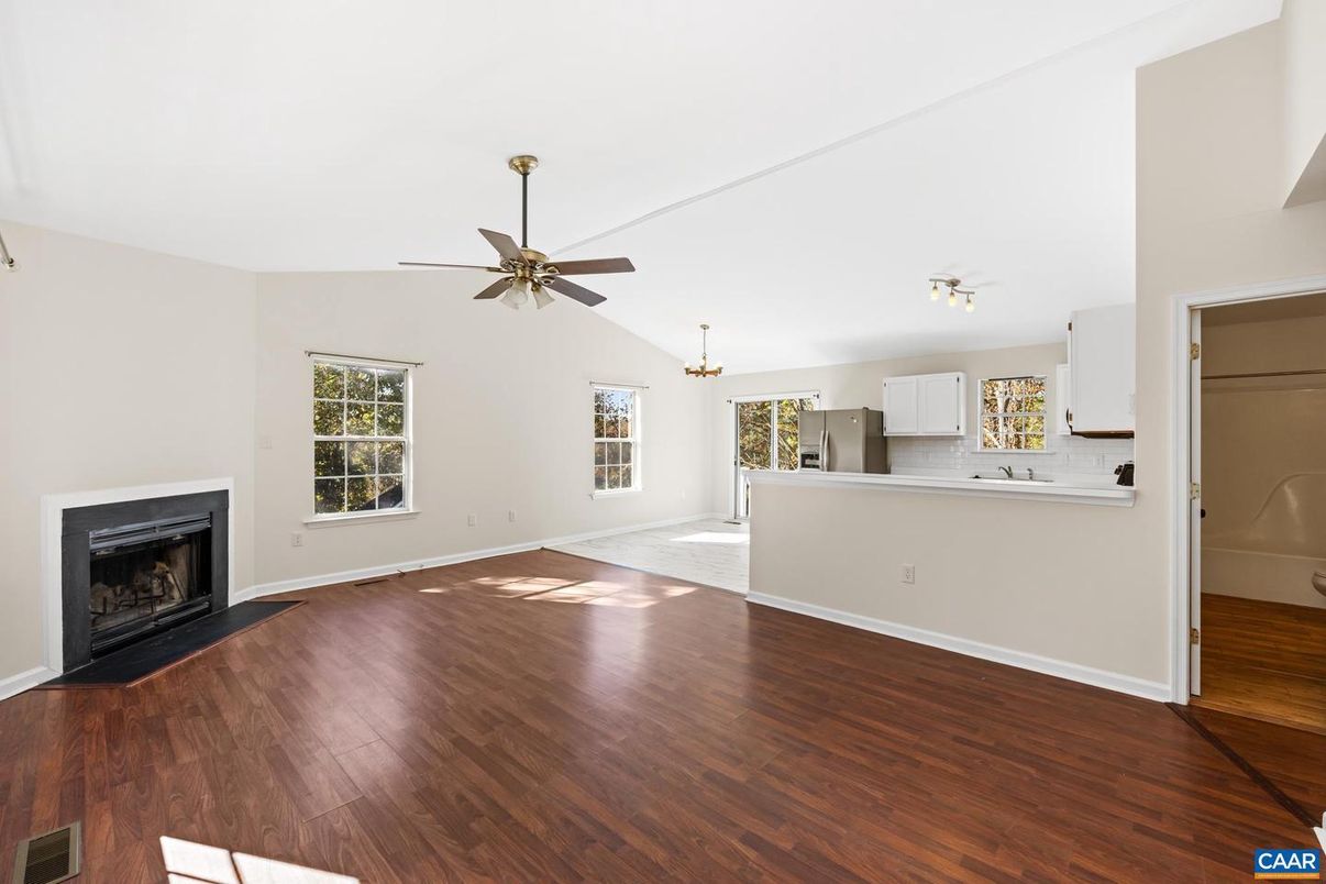 Empty room, Fireplace, Interior, Wood Texture Flooring