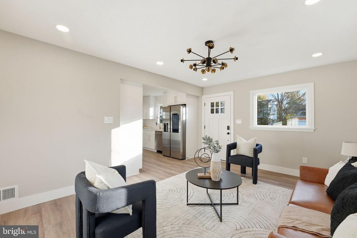 Interior, Kitchen, Living room, Recessed Lighting, Stainless Steel Appliances, Wood Texture Flooring