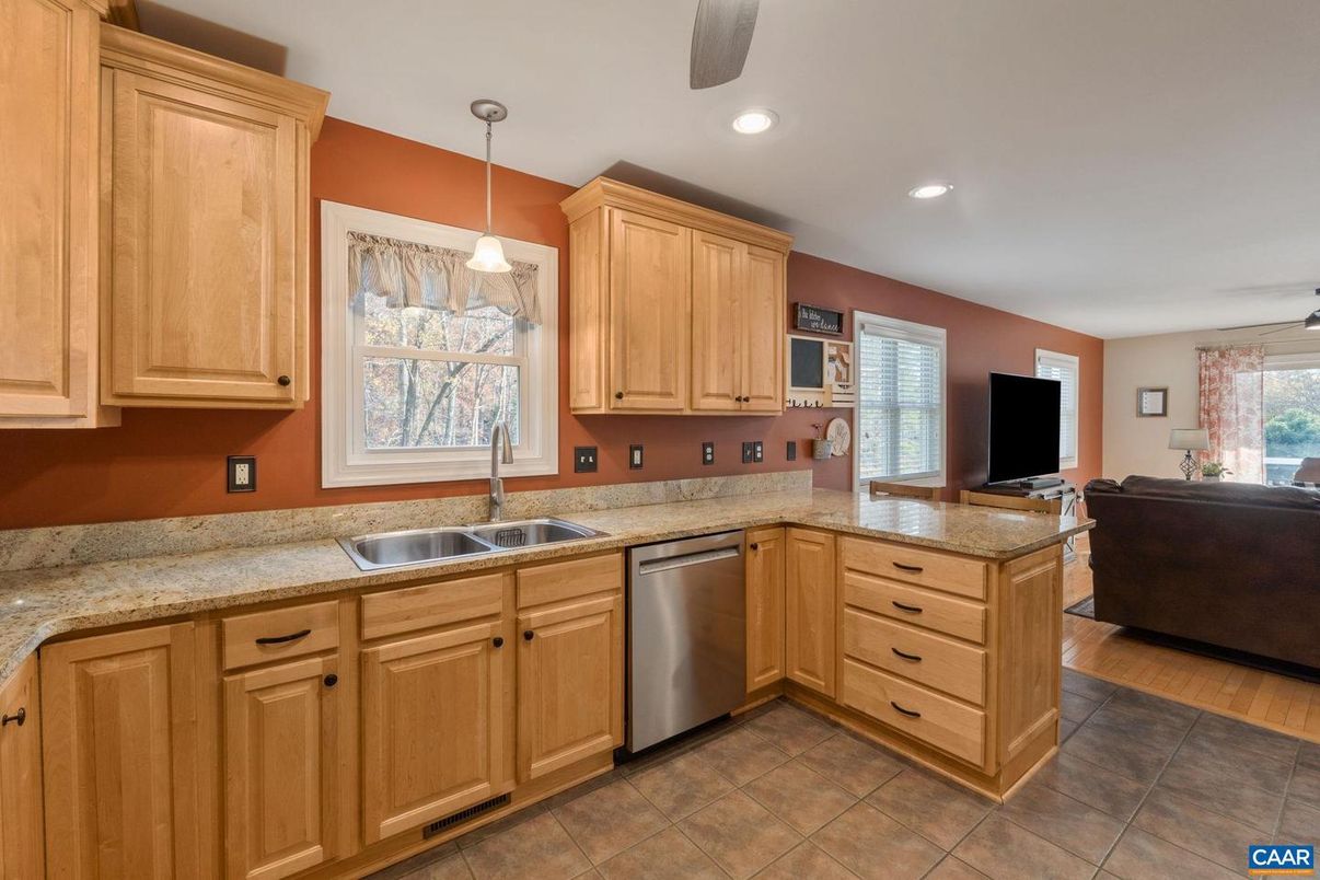 Interior, Kitchen, Pendant Lights, Recessed Lighting, Wood Texture Flooring