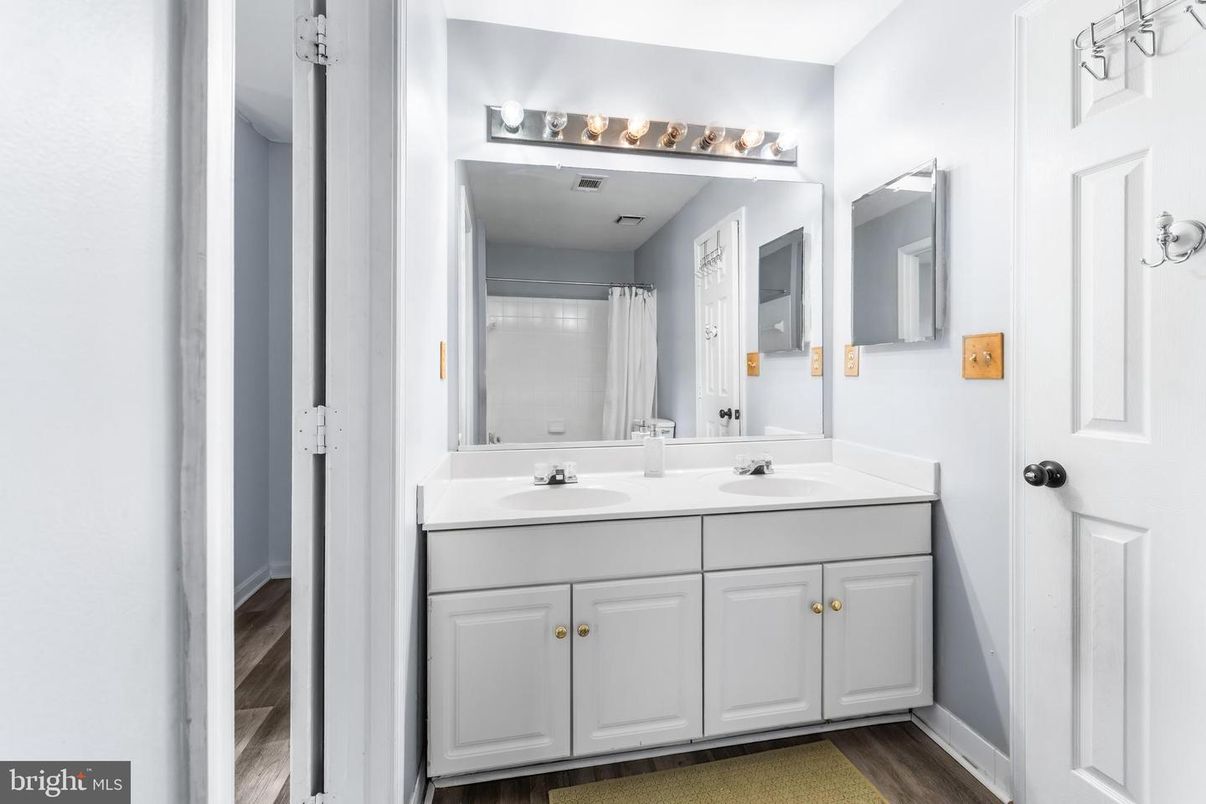 Bathroom, Dual Sink Vanities, Interior, Wood Texture Flooring
