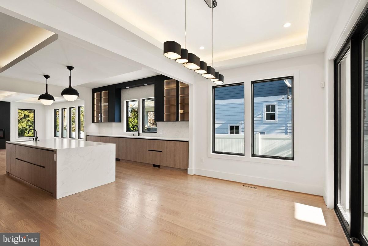 Interior, Kitchen, Pendant Lights, Recessed Lighting, Wood Texture Flooring
