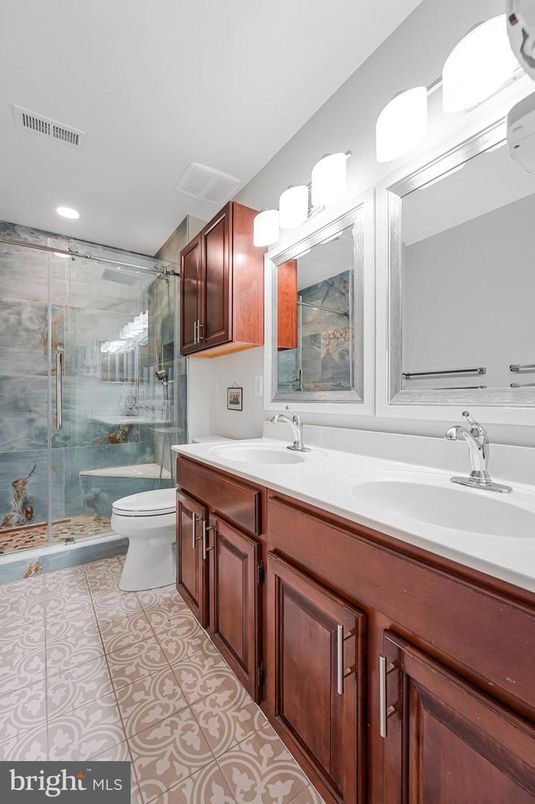 Bathroom, Dual Sink Vanities, Glass Shower, Interior, Recessed Lighting