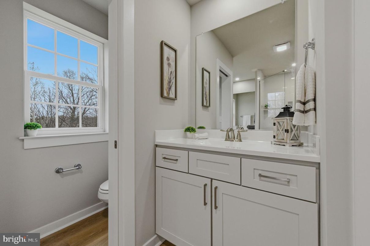 Bathroom, Interior, Recessed Lighting, Wood Texture Flooring