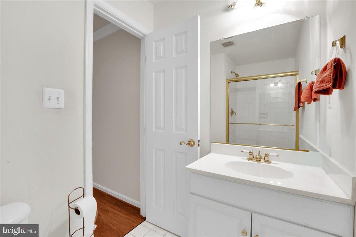 Bathroom, Glass Shower, Interior, Wood Texture Flooring