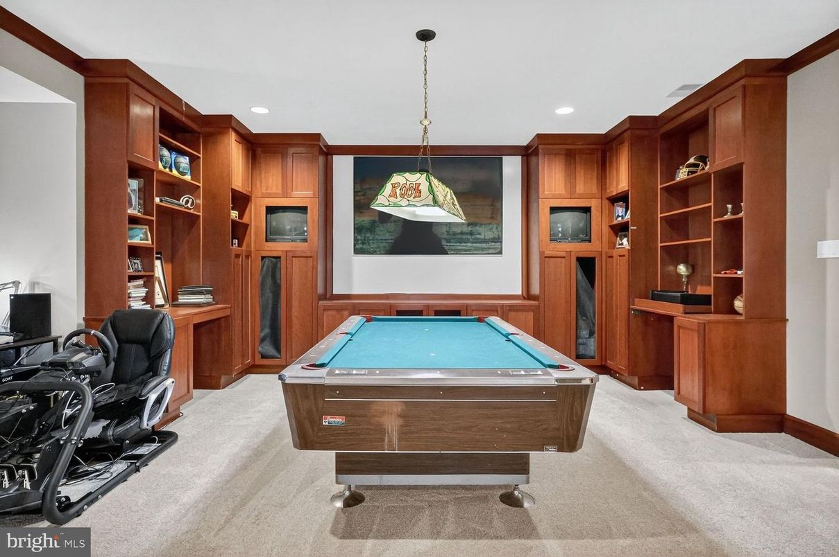 Billiard Table, Game Room, Home Office, Interior, Pendant Lights, Recessed Lighting