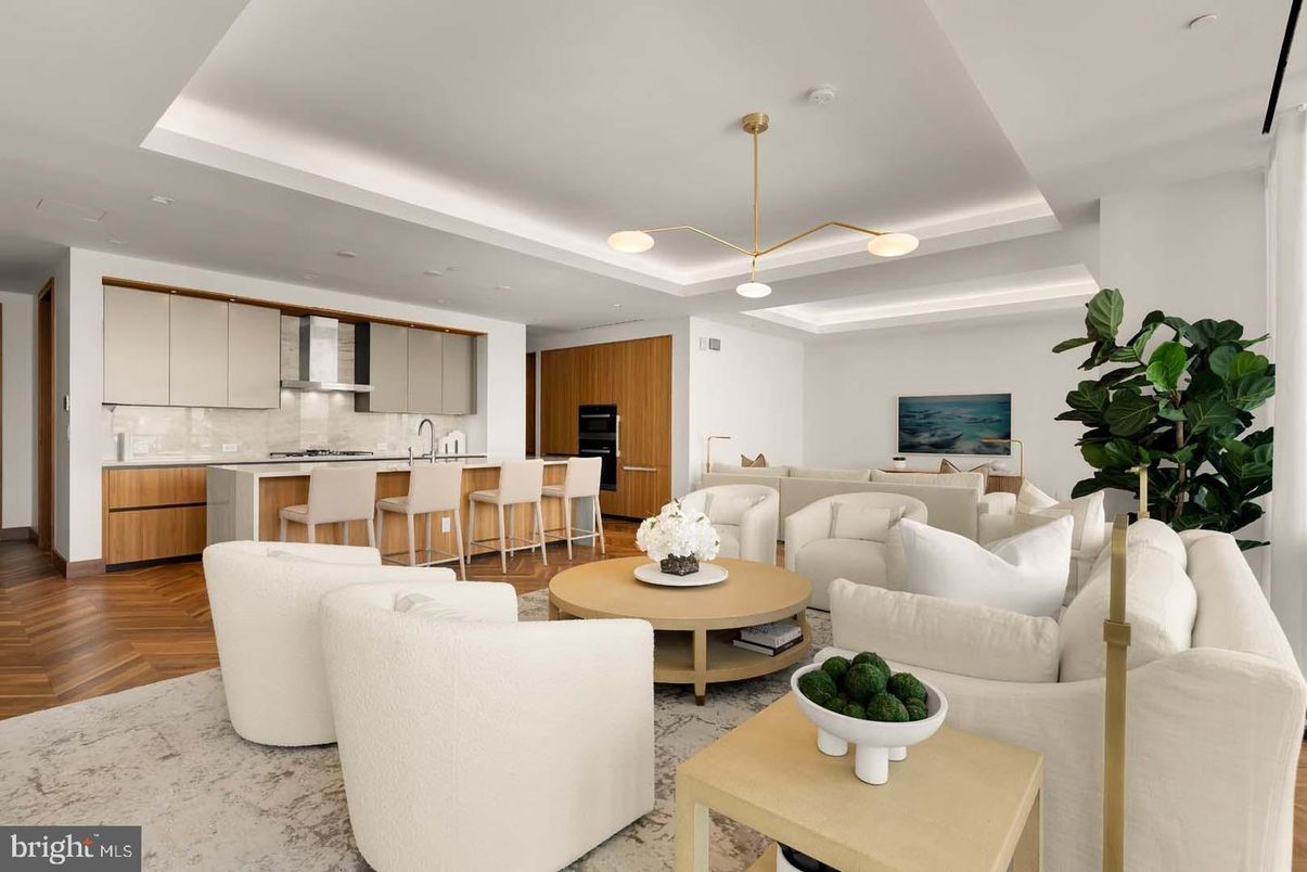 Interior, Kitchen, Living room, Pendant Lights, Recessed Lighting, Stainless Steel Appliances, Wood Texture Flooring