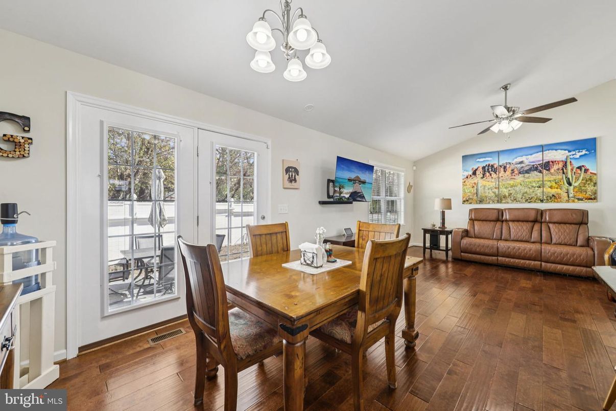 Chandelier, Dining room, Interior, Wood Texture Flooring