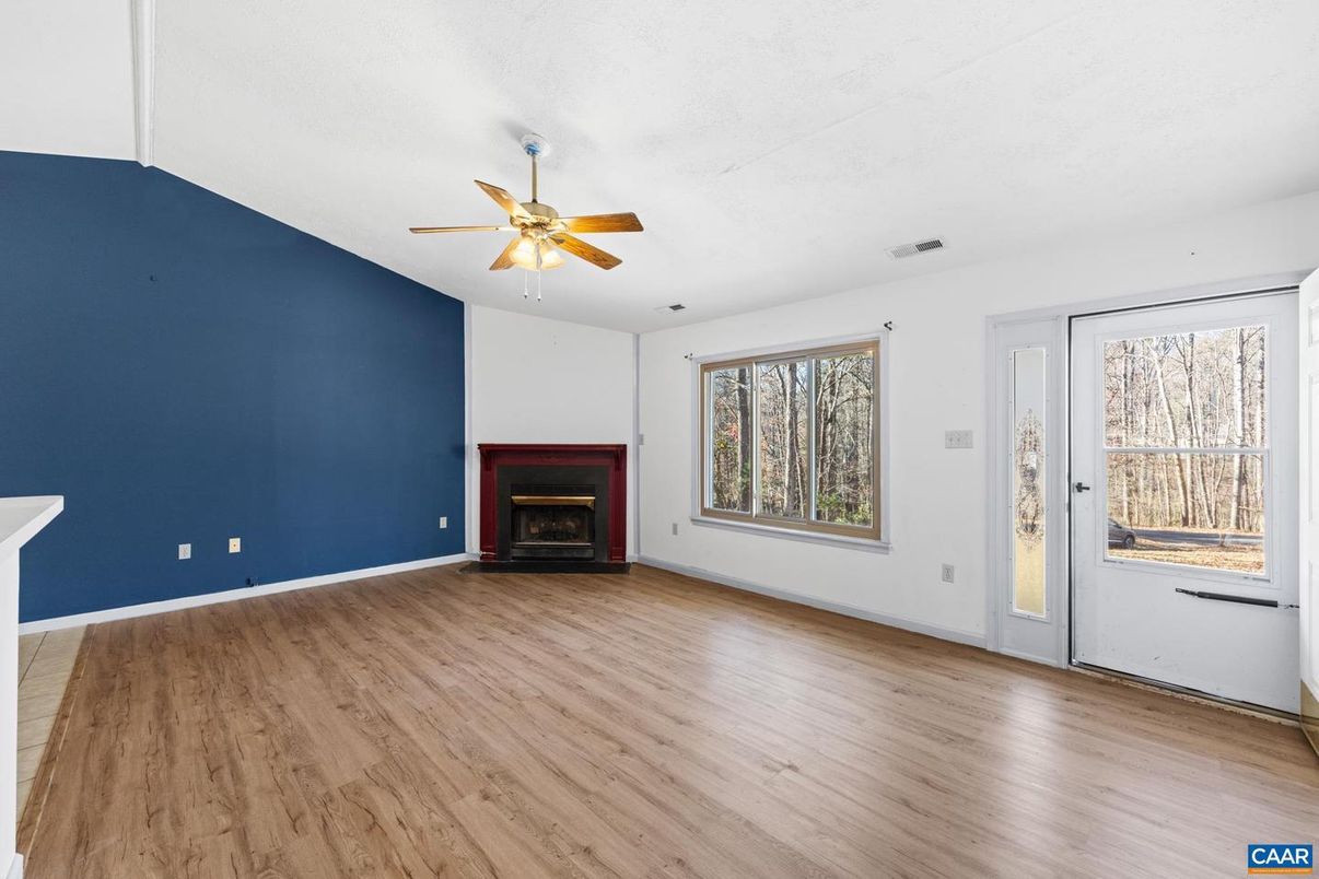 Empty room, Fireplace, Interior, Wood Texture Flooring