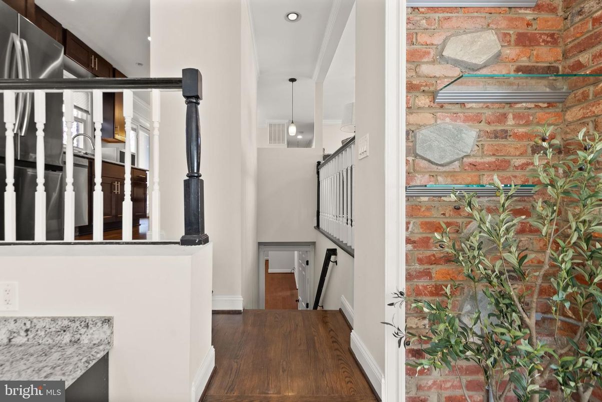 Interior, Pendant Lights, Recessed Lighting, Stone Walls, Wood Texture Flooring