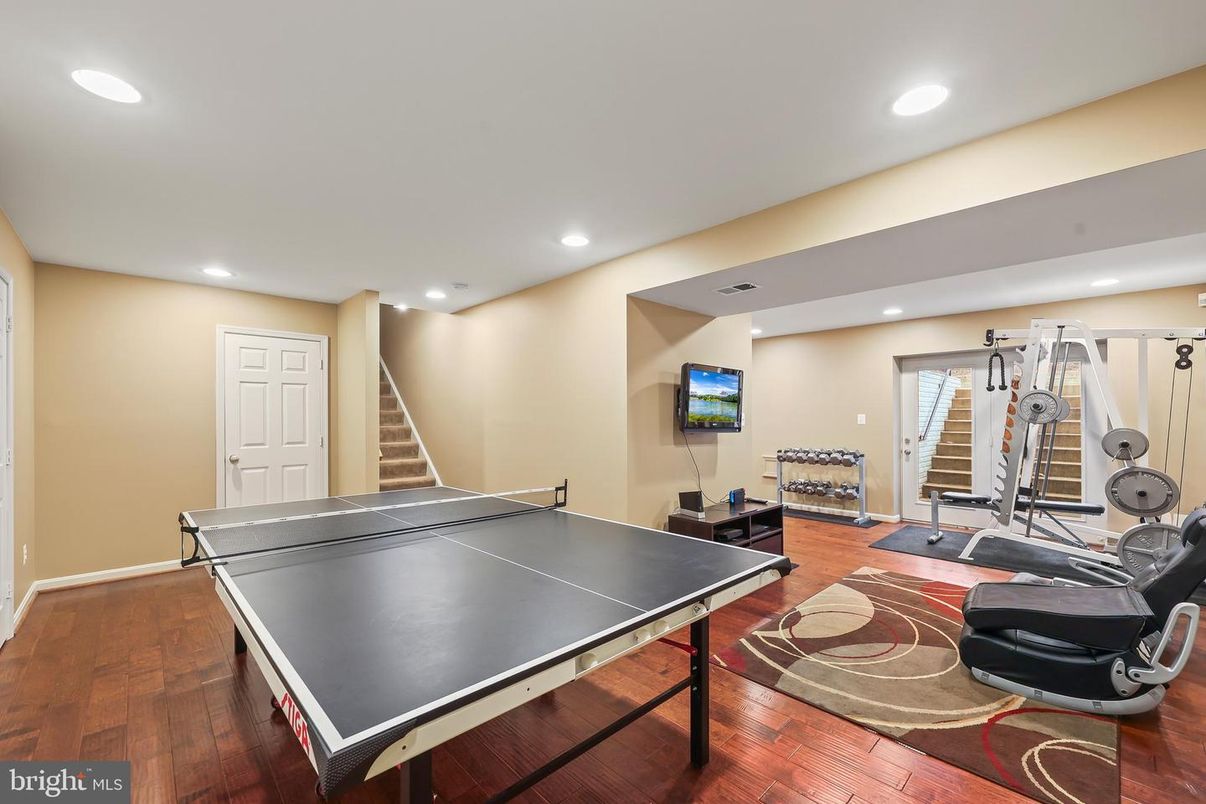 Game Room, Interior, Recessed Lighting, Wood Texture Flooring